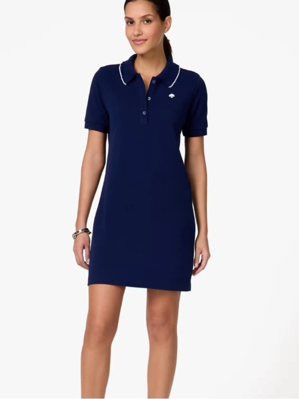 Kate Spade Navy Ruffle Logo Polo Dress Size XS